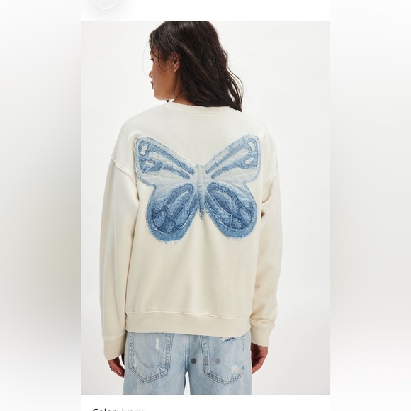 Free People Tops - Free People x Tricia Fix Indigo Butterfly Crew | M | Designer Collab